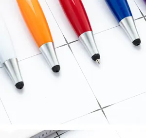 Multi-color plastic stylus ballpoint pens with capacitive touch screen tips for office.