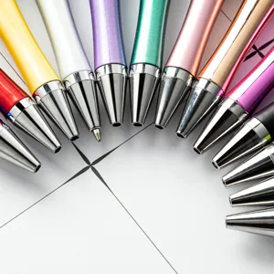 Colorful metal ballpoint pens set, smooth writing DIY stationery for office and school use.