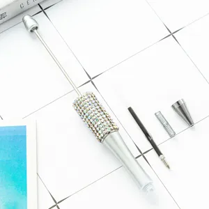 DIY Sparkling Rhinestone Beaded Ballpoint Pen Refillable Metal Craft Writing Pen Set