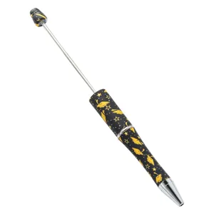 DIY beadable ballpoint pen graduation season design black yellow cap pattern custom pen