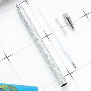 Silber Glitzer einziehbar Kugelschreiber Büro Schule Schreiben Metall Kuli Schreibwaren