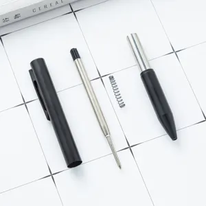 Black metal ballpoint pen business promotional gift flat lay presentation main image product