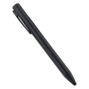 Matte black metal ballpoint pen, minimalist rotary business pen with pocket clip for office.