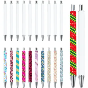 DIY Blank Sublimation Ballpoint Pen Retractable White Plastic Metal Ball Pens For Business Office Advertising Promotional Gift Writing