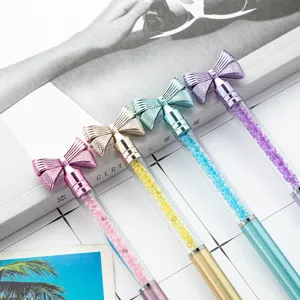 Colorful crystal diamond bow ballpoint pens set creative promotional gifts office stationery.