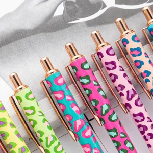 Creative Leopard Print Metal Ballpoint Pen Thermal Transfer Student Stationery Office Daily Writing Pen
