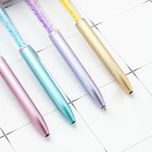 Set di penne a sfera con cristalli colorati e corpo metallico per ufficio e regalo ideale