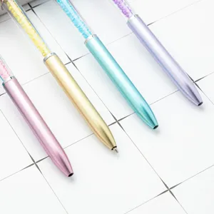 Colorful crystal ballpoint pens set, sparkling rhinestones refill, elegant office gift pens.