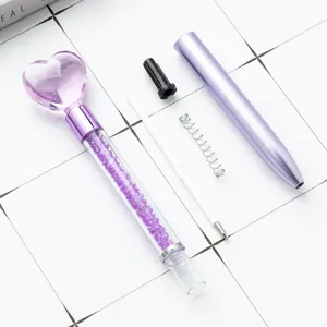 Elegante penna a sfera creativa in cristallo a cuore con strass brillanti, parti smontate set.
