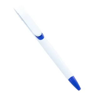 White blue plastic ballpoint pen with large clip for office school stationery supply