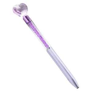 Penna a sfera viola con cuore in cristallo e strass brillanti per ufficio scuola