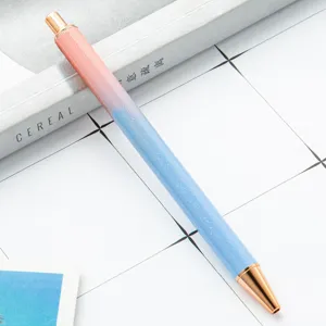 Gradient glitter ballpoint pen with rose gold trim for office gift and stationery use