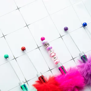 DIY fluffy beaded ballpoint pen multi-color cute student stationery writing supply