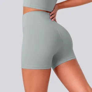 High waist yoga shorts for women, breathable naked feeling athletic fitness gym running shorts.