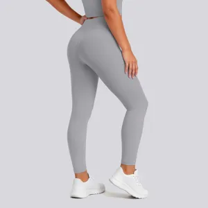 High-waisted seamless athletic yoga leggings for women, perfect for fitness and running.