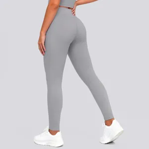 High-waisted solid color yoga pants, nude-feel hip-lifting fitness leggings for women.
