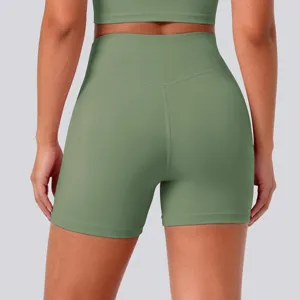 High waist yoga shorts for women gym running fitness butt lift athletic shorts olive green
