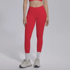 Seamless knit solid color V-waist tight breathable butt-lifting yoga fitness pants detail