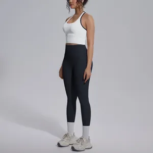 Dames yogaset witte sportbeha zwarte leggings hoge taille fitness sportkleding gym