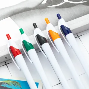 Plastic click ballpoint pen set colorful promotional advertising pens office school supplies
