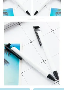Sublimation metal aluminum ballpoint pen with phone stand clip, DIY custom blank pen for gift.