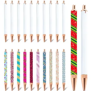 Creative DIY Heat Transfer Metal Ballpoint Pen White Body Rose Gold Hardware Business Promotional Gift Pen