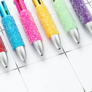 Bunte Kristall Strass 4-in-1 Kugelschreiber, glitzernde Schüler Tagebuch Schreibwaren.