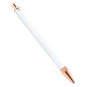Blank sublimation metal ballpoint pen white and rose gold press style business gift.