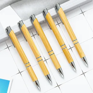 Intrekbaar Bamboe Balpen Natuurlijke Houtnerf Kantoor Schrijfpen Kogelpunt Zakelijk Promotie Cadeau Pen
