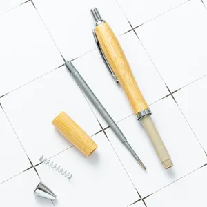 Houten balpen druk stijl bamboe geschenk pen kantoor stationery hoofd afbeelding