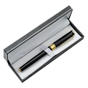 Stylo-cadeau d'affaires noir avec boite de presentation elegante, ideal pour le bureau.