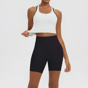 Women solid color yoga set sports bra and high waist shorts breathable activewear fitness outfit