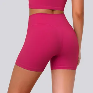 High-waist high-stretch breathable yoga shorts for women, fitness running workout athletic activewear.