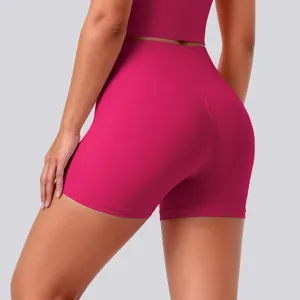 High waist fitness yoga shorts breathable stretchy athletic running gym workout shorts detail view