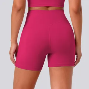 High waist yoga shorts athletic fitness running workout gym sportswear detail view