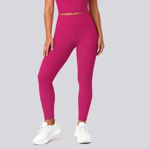 High-waisted seamless yoga pants and crop top set for women fitness running gym wear active.