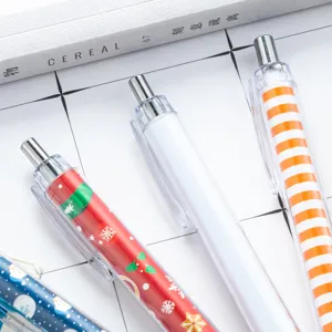 DIY Handmade Rolled Paper Ballpoint Pen Transparent Barrel Plastic Click Promotional Writing Pen Office School Supplies