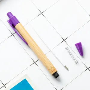 Eco-friendly bamboo ballpoint pen with click mechanism, perfect office stationery gift writing.