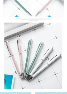 Metal ballpoint pen set with heat transfer printed patterns, elegant office stationery gift.