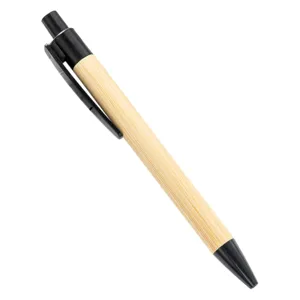 Eco-friendly bamboo ballpoint pen with click action for office writing and business gifts.