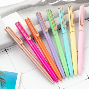 Stylo à Bille en Métal Couleur Bonbon Bureau d'Affaires Stylo d'Écriture Pointe Balle Rétractable Stylo Cadeau Promotionnel