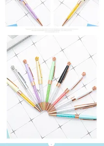 Multi-color crown crystal ballpen set, fashionable metal smooth writing pen for office school.