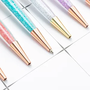 Crystal metal ballpoint pen with colorful glittering stones for smooth daily writing.