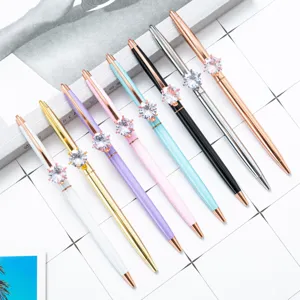 Creative Metal Ballpoint Pen With Rhinestone Embellishment Luxury Office Writing Pen Gift Business Stationery