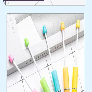 Colorful DIY plastic beading ballpoint pens, student creative handmade stationery detail.