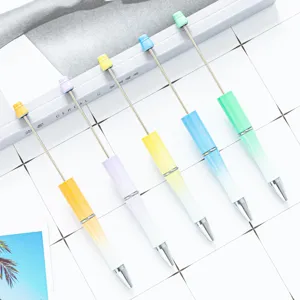 DIY Plastic Beadable Pen Student Creative Handmade Ballpoint Pen Colorful Gradient Stationery Writing Pen Gift