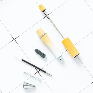 DIY beadable pen disassembled parts kit, gradient yellow plastic ballpoint pen components.