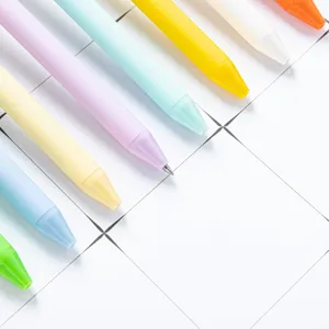 Pastel click ballpoint pens in vibrant candy colors, smooth plastic body for daily student use.