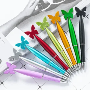 Cute Butterfly Plastic Ballpoint Pen Glitter Student School Stationery Multi Color Writing Pen Gift