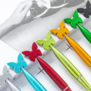 Colorful glitter butterfly ballpoint pens for cute student gifts and daily stationery writing.